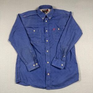Ariat FR Work Shirt Mens Medium Blue Cotton Western Geo Print Long Sleeve Button